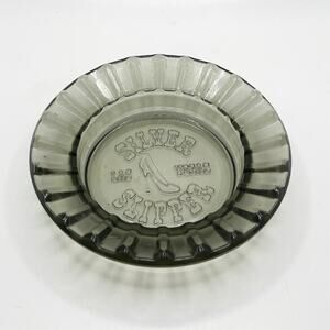 Vintage Silver Slipper Smoked Gray Las Vegas Casino Glass Ashtray